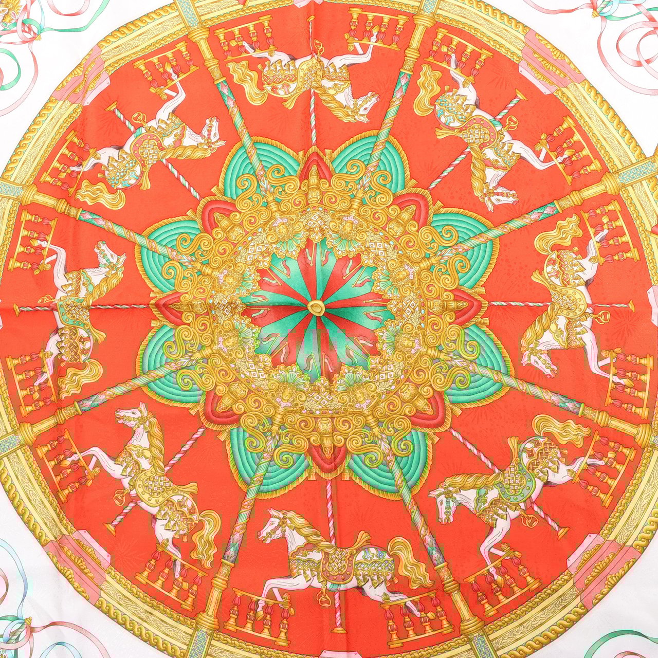 Hermès Hermès Carré 90 "LUNAPARK" 100% Silk Scarf in Red Rood