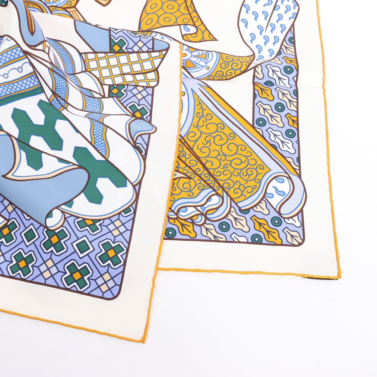 Hermès Hermès Carré 90 "DUELS ONIRIQUES" 100% Silk Scarf in Multicolor Beige