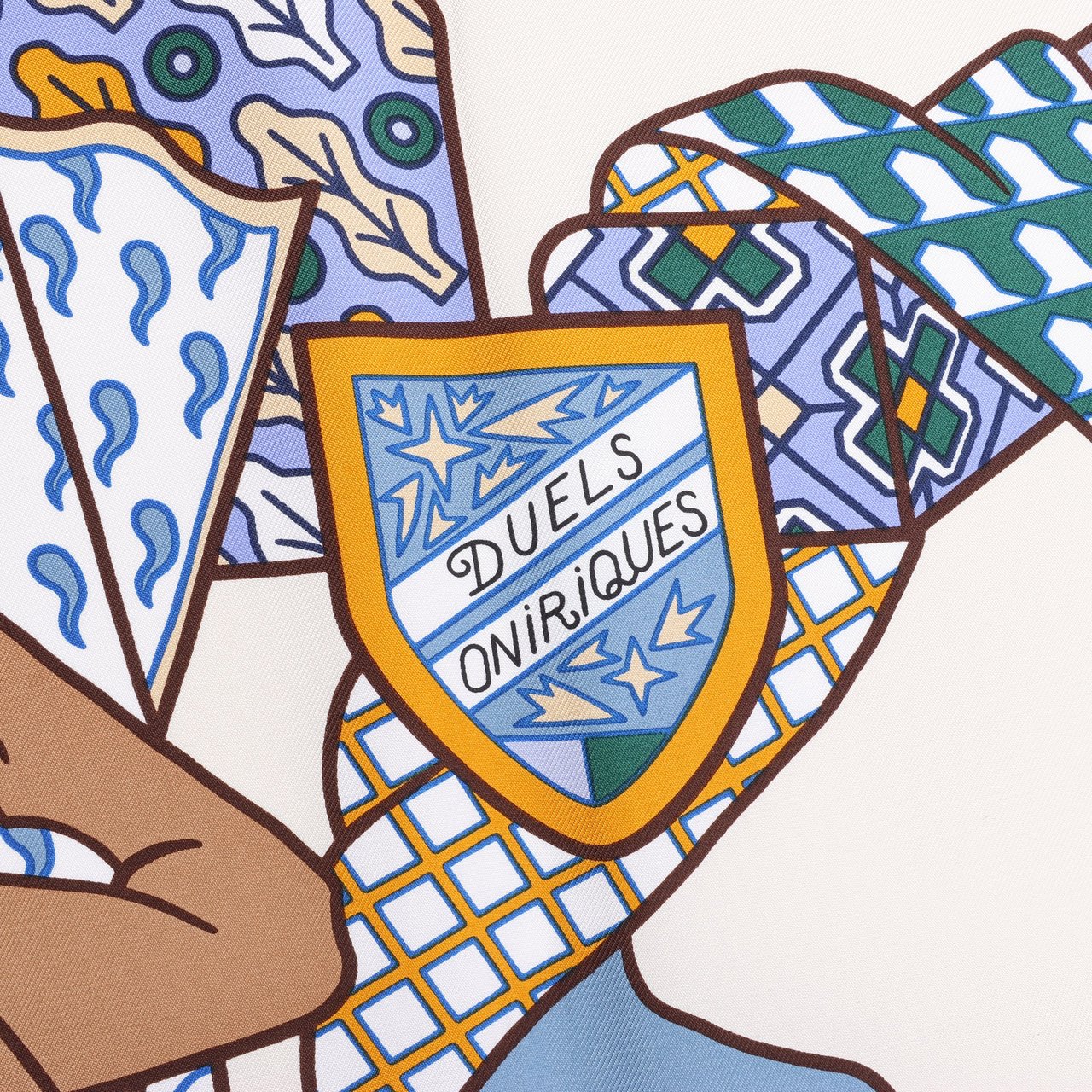 Hermès Hermès Carré 90 "DUELS ONIRIQUES" 100% Silk Scarf in Multicolor Beige