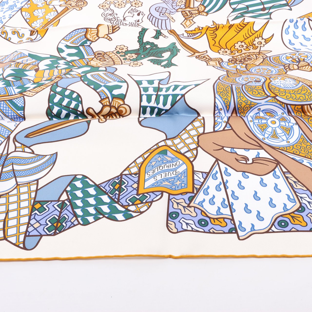 Hermès Hermès Carré 90 "DUELS ONIRIQUES" 100% Silk Scarf in Multicolor Beige