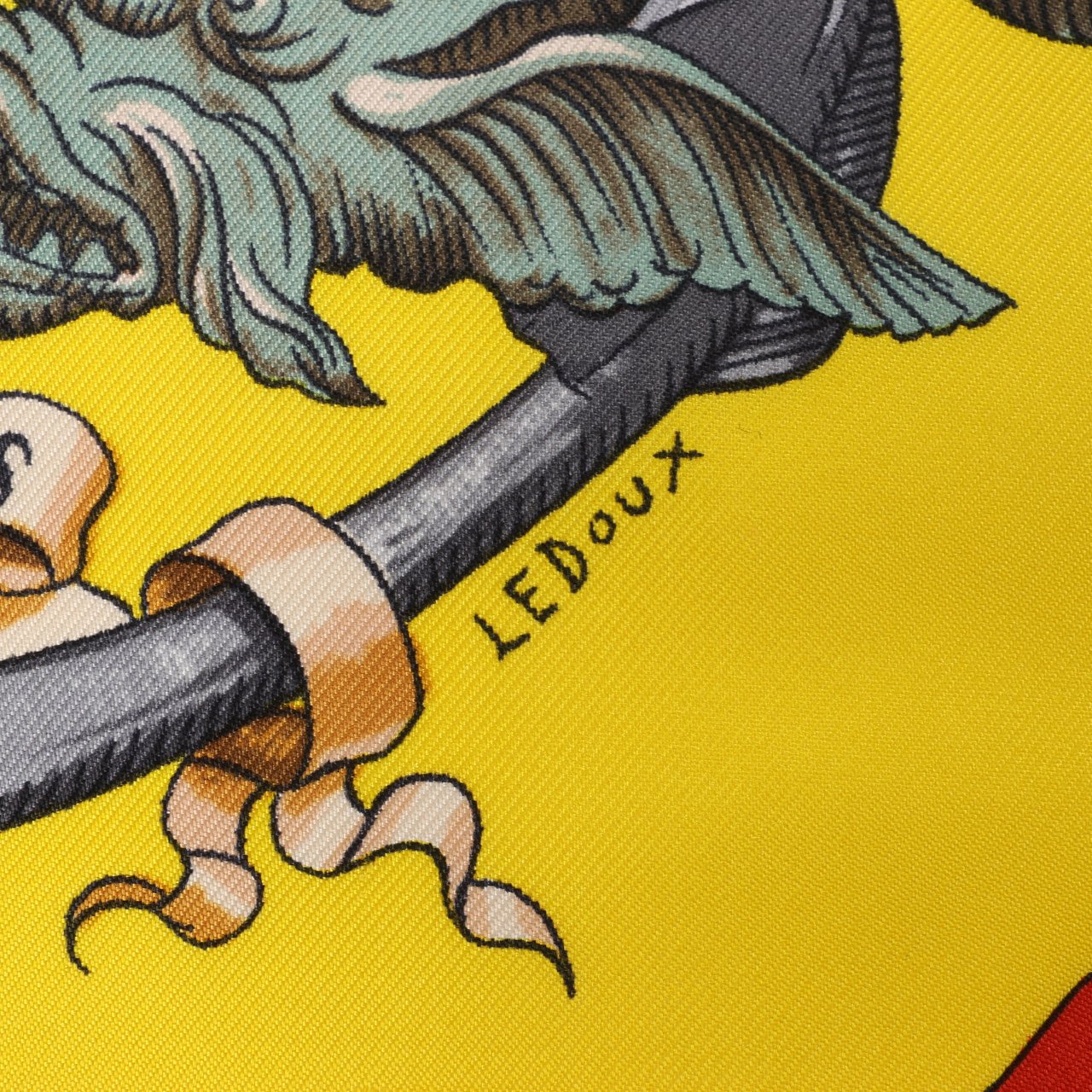 Hermès Hermès Carré 90 "PAVOIS" 100% Silk Scarf in Yellow Geel