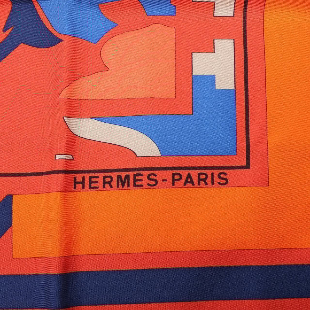 Hermès Hermès Carré 90 "Puzzle" 100% Silk Scarf in Orange Oranje