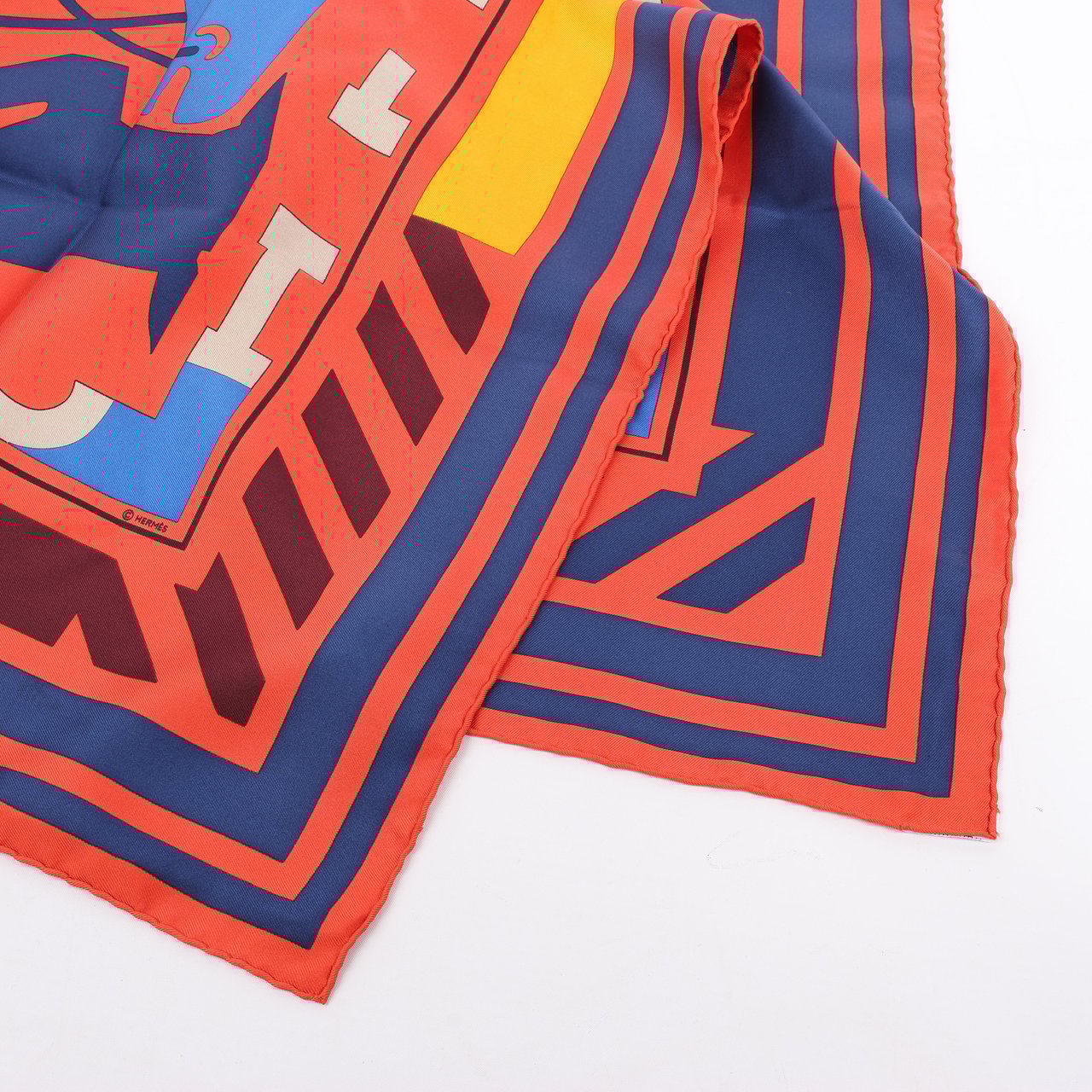 Hermès Hermès Carré 90 "Puzzle" 100% Silk Scarf in Orange Oranje
