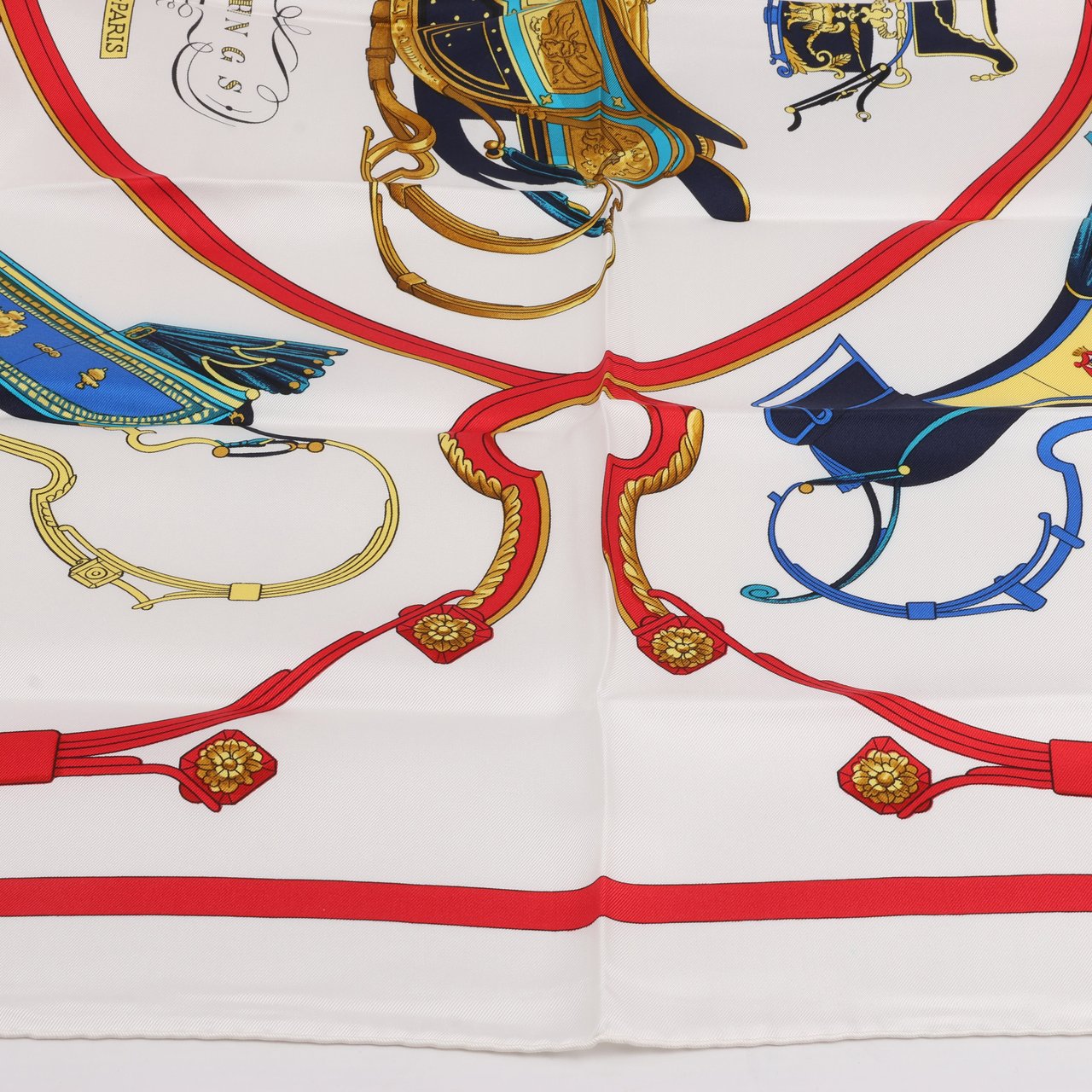 Hermès Hermès Carré 90 "SPRINGS" 100% Silk Scarf Beige