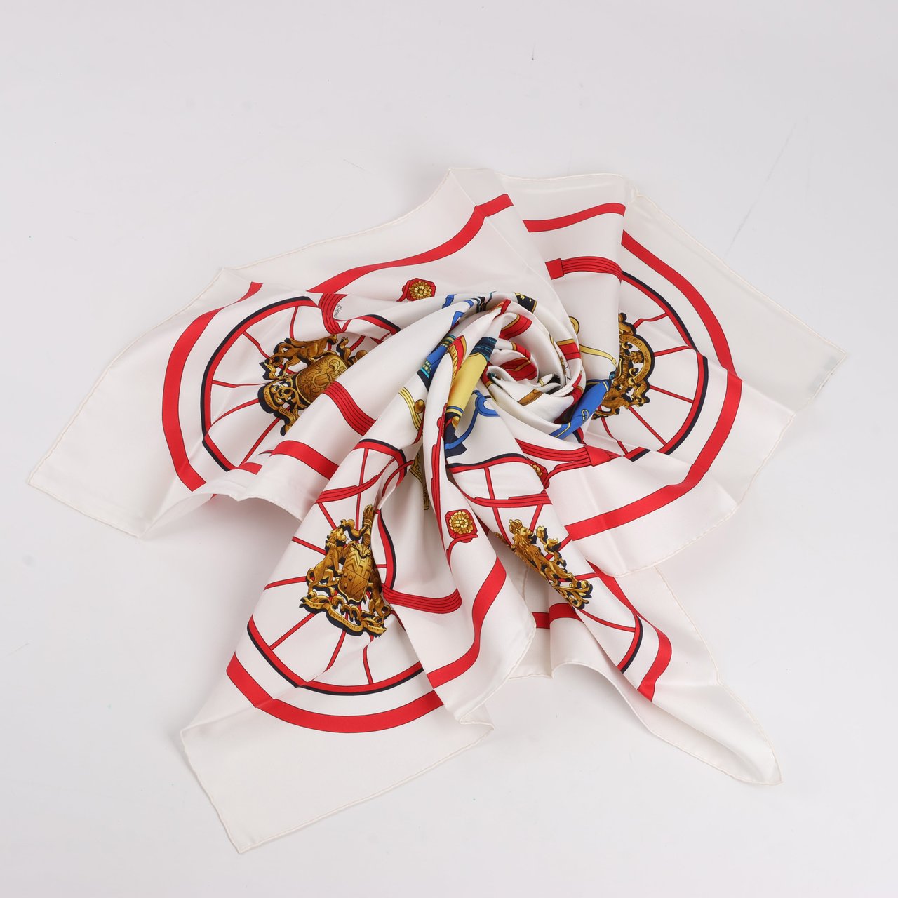 Hermès Hermès Carré 90 "SPRINGS" 100% Silk Scarf Beige