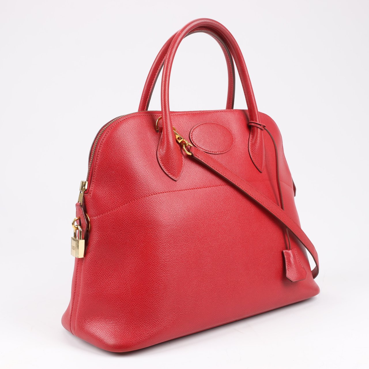 Hermès HERMES Bolide 35 Cushbell Rouge vif Gold Metal Fittings Handbag ○W:1993 Rood