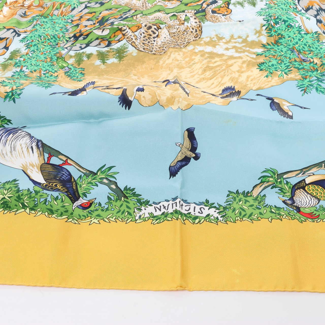 Hermès Hermès Carré 90 "SICHUAN " 100% Silk Scarf in Yellow Geel