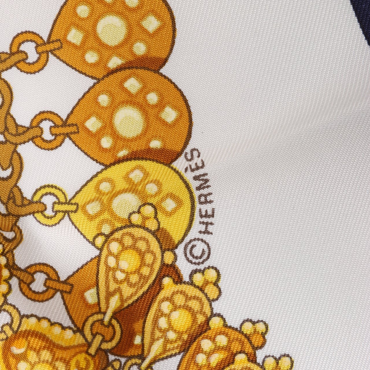 Hermès Hermès Carré 90 "KOSMIMA " 100% Silk Scarf in Navy x Beige Navy