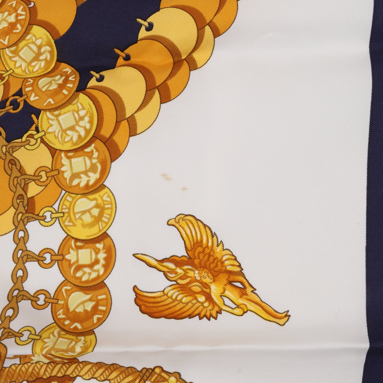 Hermès Hermès Carré 90 "KOSMIMA " 100% Silk Scarf in Navy x Beige Navy