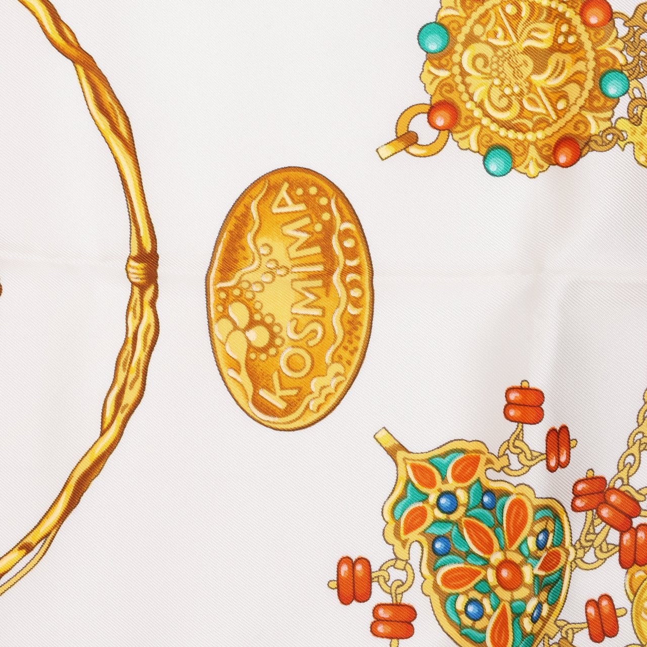 Hermès Hermès Carré 90 "KOSMIMA " 100% Silk Scarf in Navy x Beige Navy