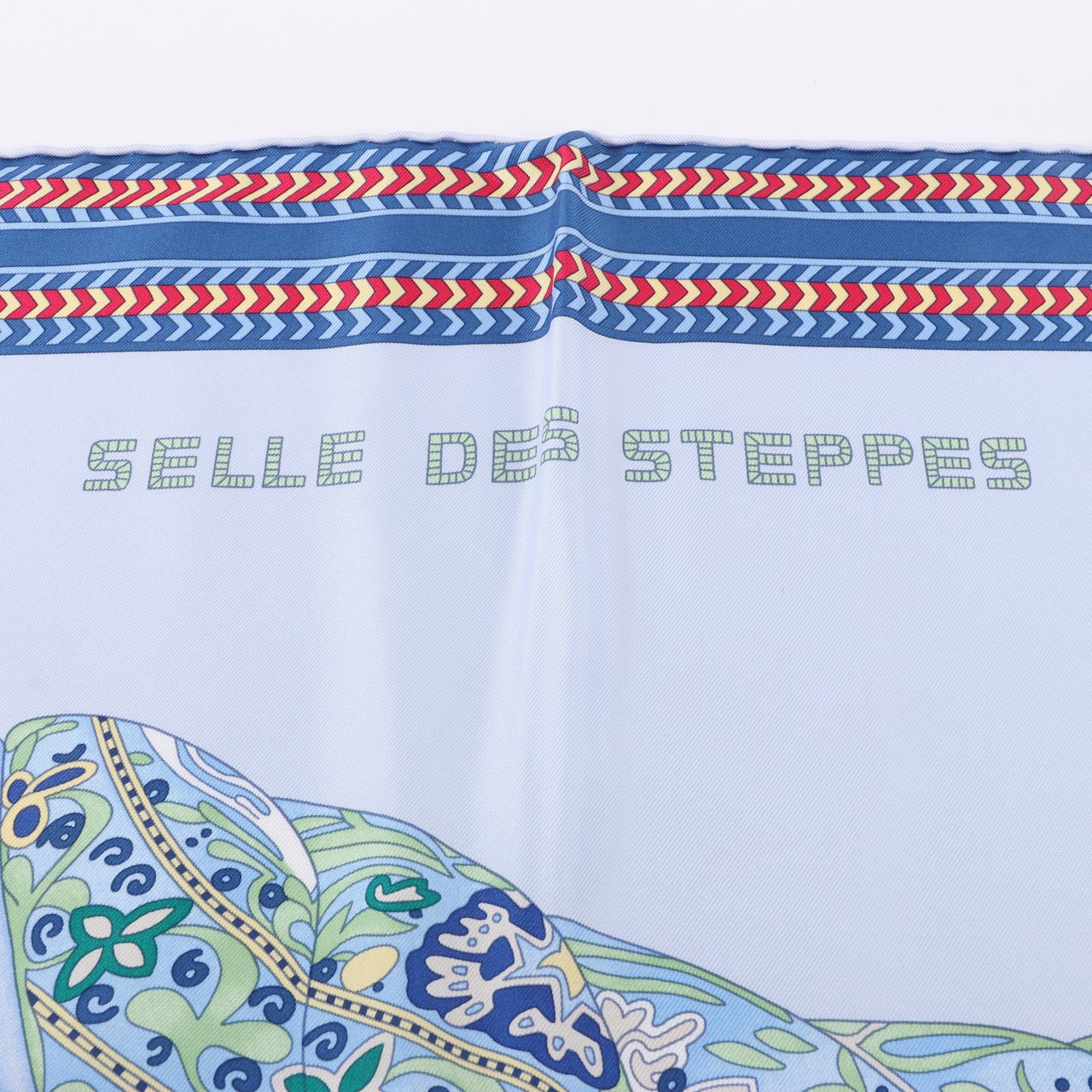 Hermès Hermès Carré 90 "Selle des Steppes" 100% Silk Scarf in Blue Blauw