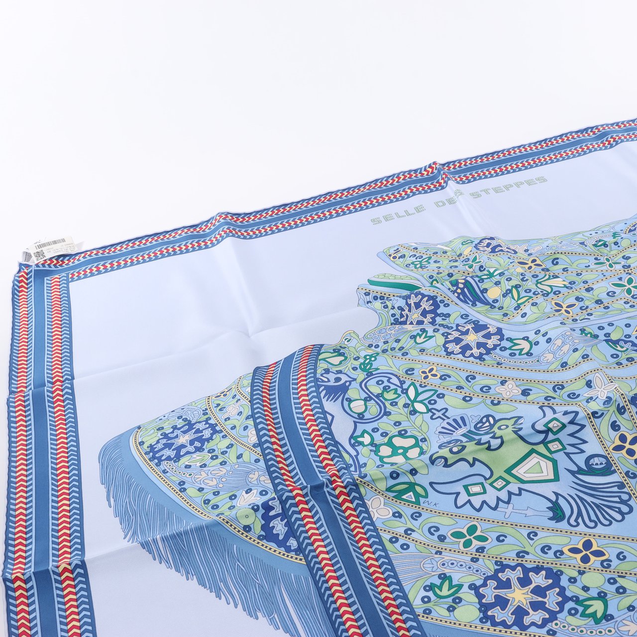 Hermès Hermès Carré 90 "Selle des Steppes" 100% Silk Scarf in Blue Blauw