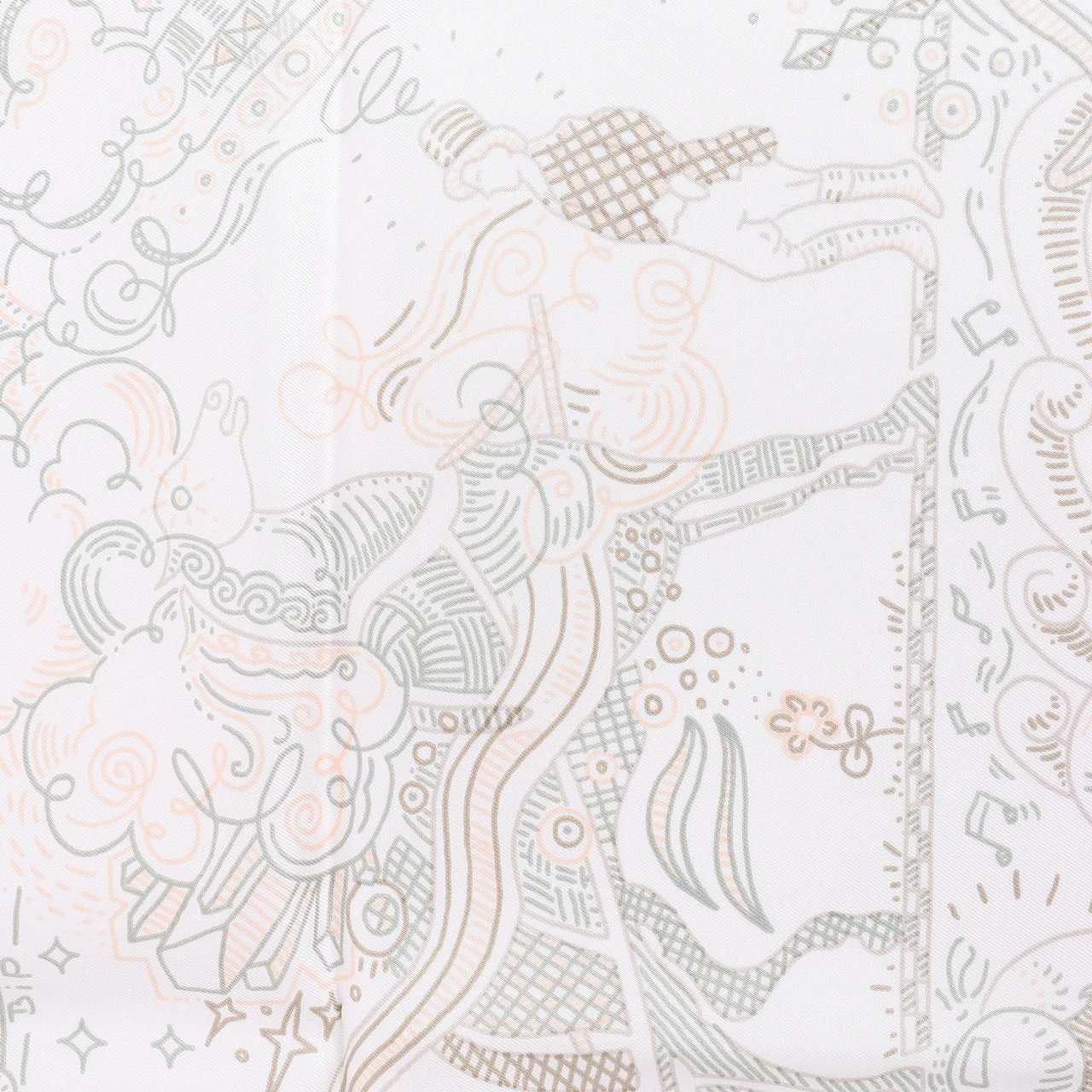 Hermès Hermès Carré 90 "PLEASE HOLD THE LINE" Silk handkerchief in White Wit