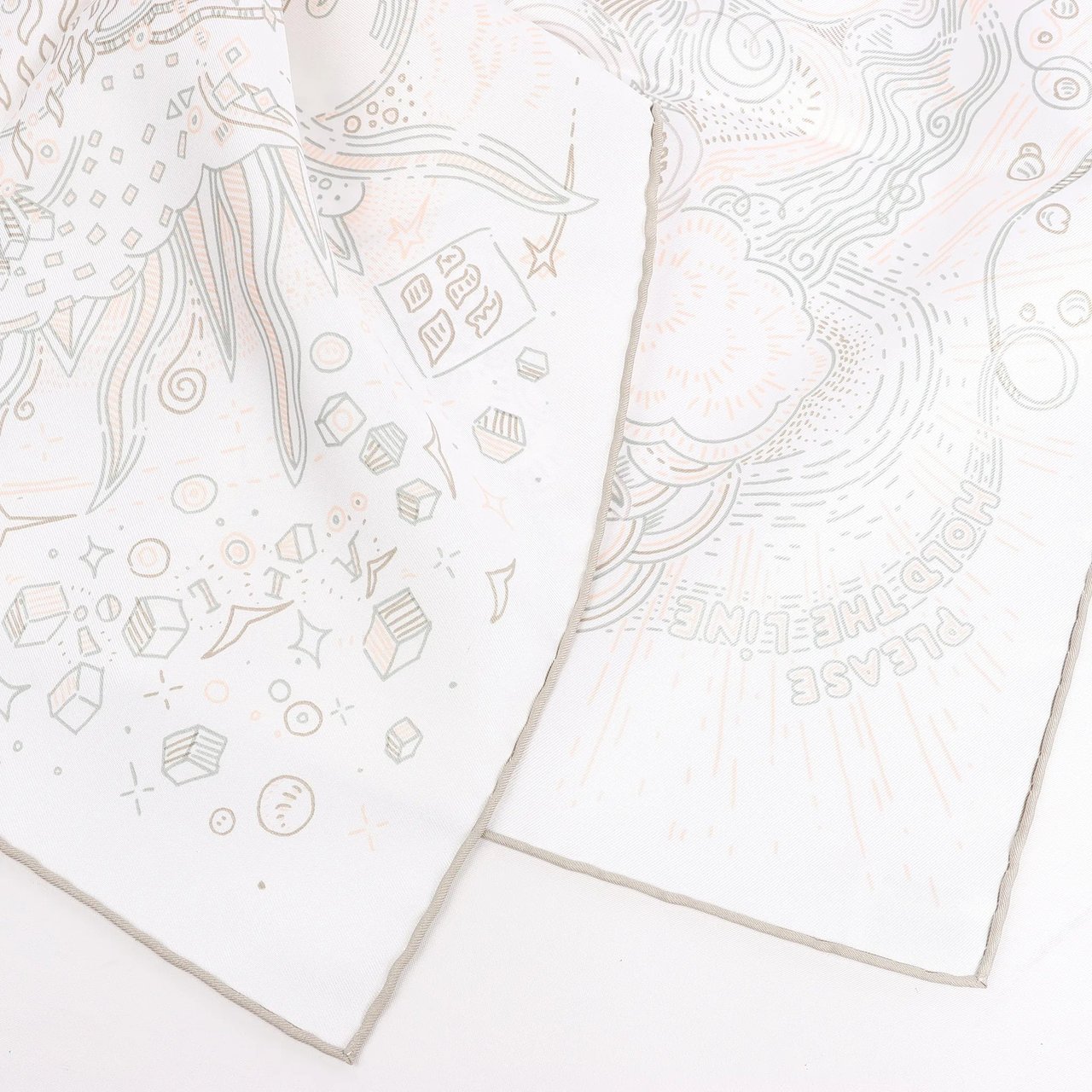 Hermès Hermès Carré 90 "PLEASE HOLD THE LINE" Silk handkerchief in White Wit