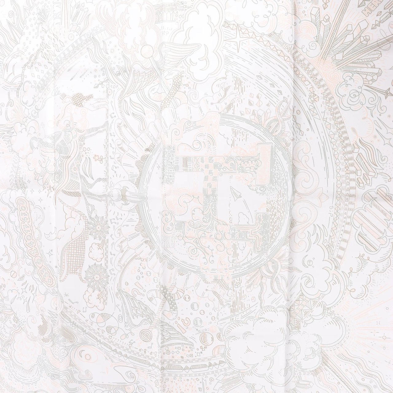 Hermès Hermès Carré 90 "PLEASE HOLD THE LINE" Silk handkerchief in White Wit