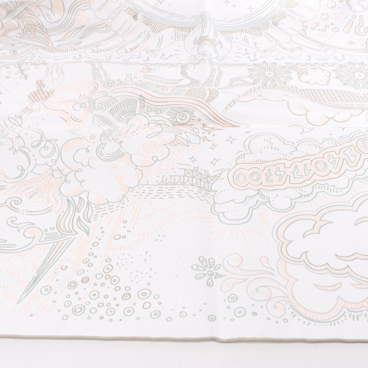 Hermès Hermès Carré 90 "PLEASE HOLD THE LINE" Silk handkerchief in White Wit