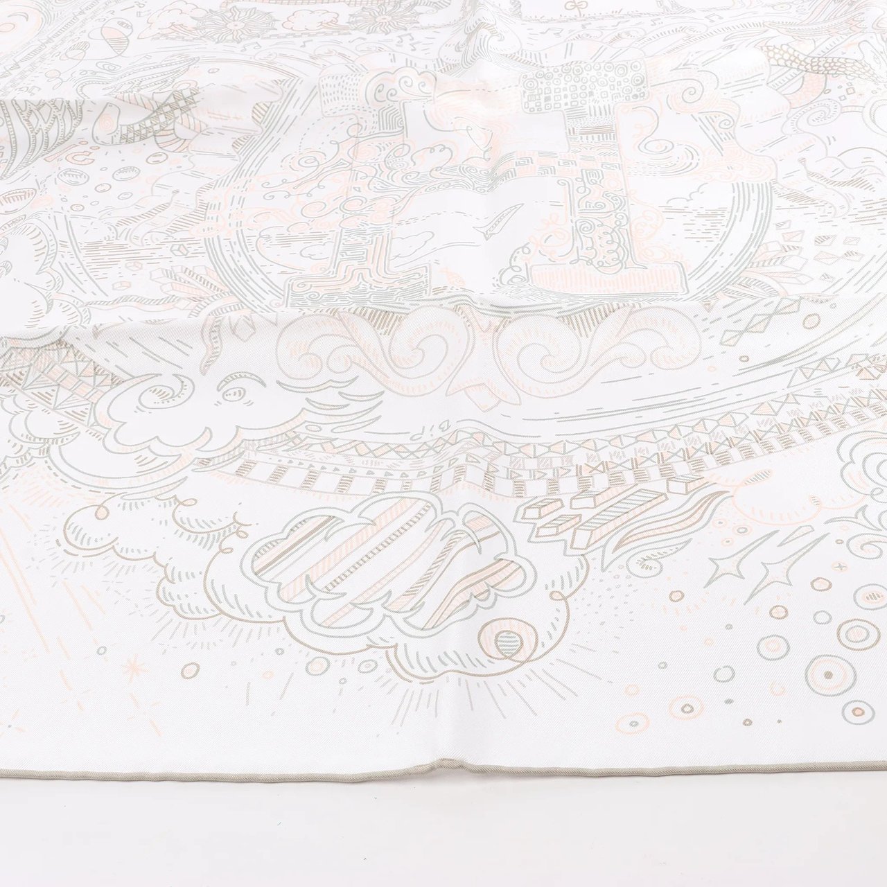 Hermès Hermès Carré 90 "PLEASE HOLD THE LINE" Silk handkerchief in White Wit