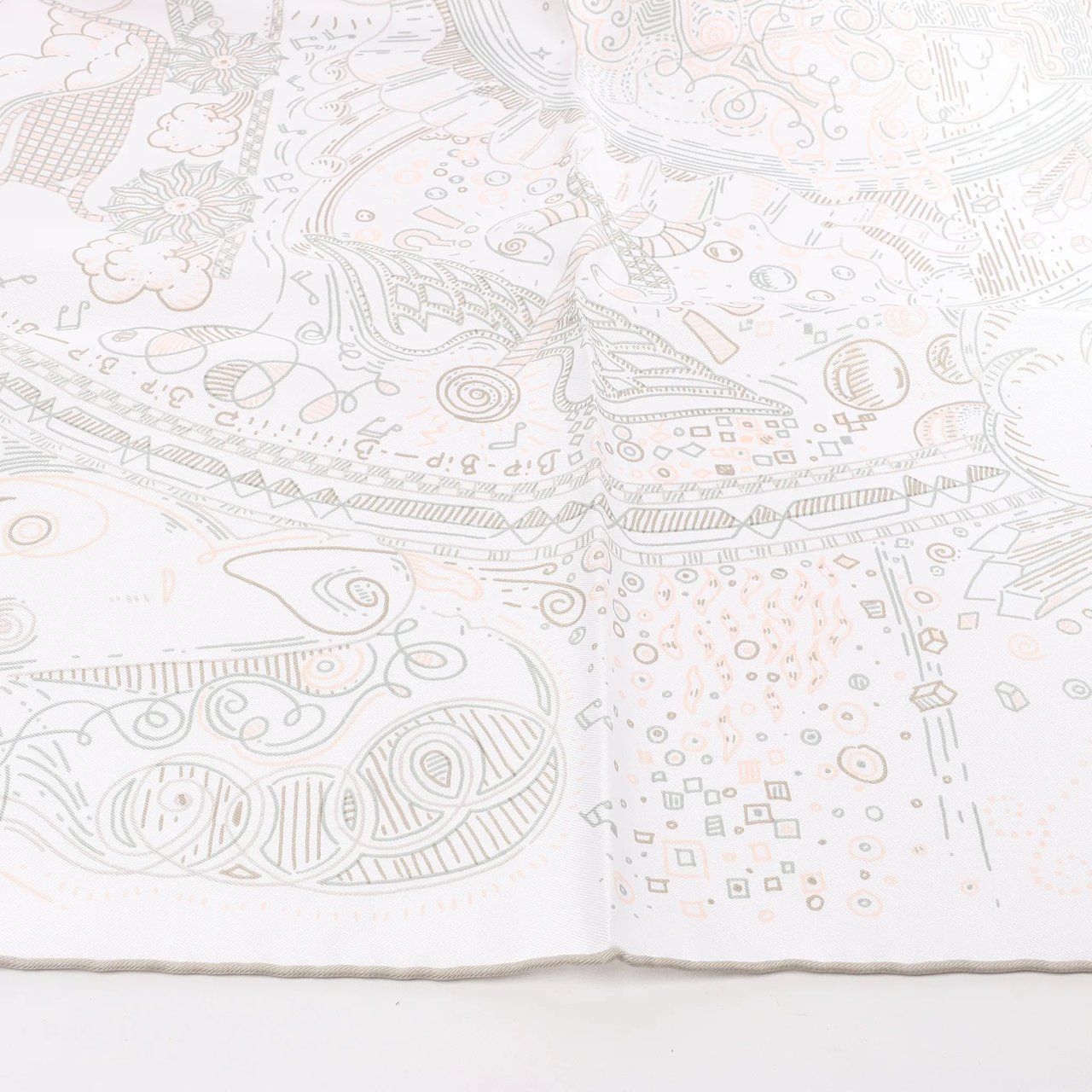 Hermès Hermès Carré 90 "PLEASE HOLD THE LINE" Silk handkerchief in White Wit