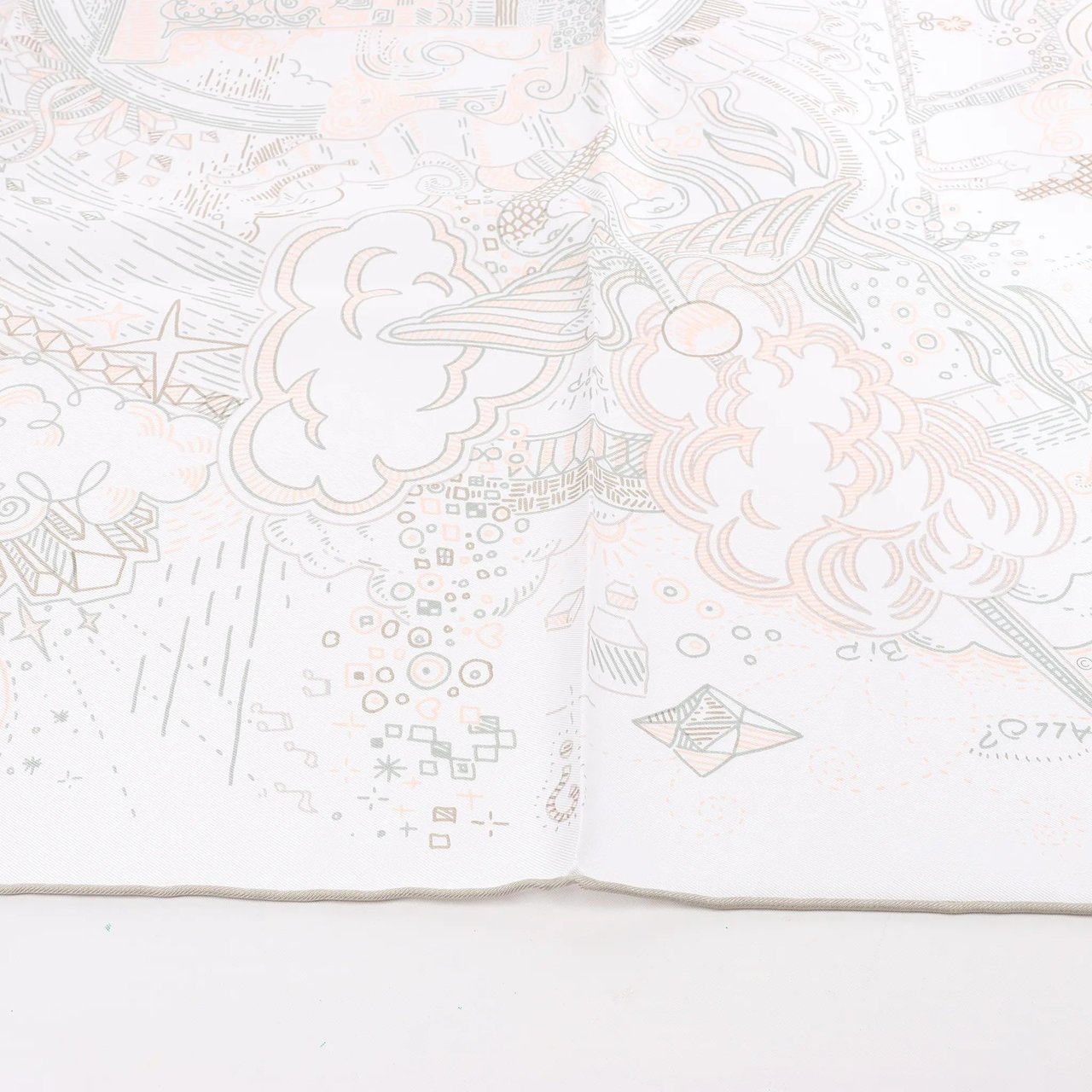 Hermès Hermès Carré 90 "PLEASE HOLD THE LINE" Silk handkerchief in White Wit