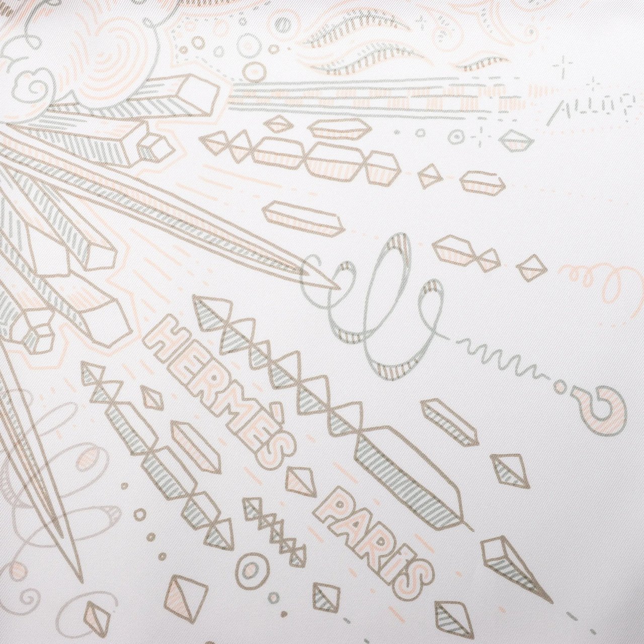 Hermès Hermès Carré 90 "PLEASE HOLD THE LINE" Silk handkerchief in White Wit