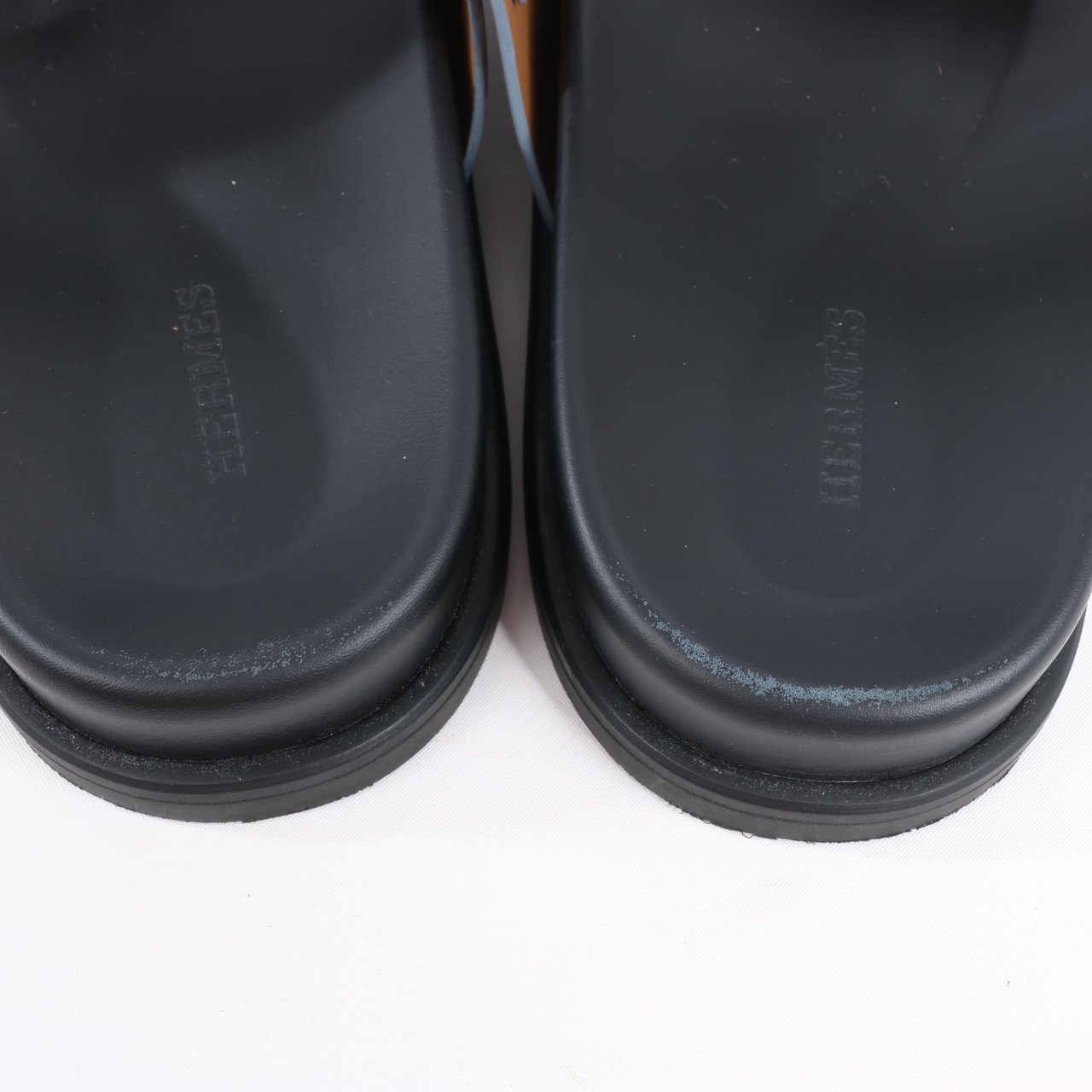 Hermès HERMES Cypre Leather Sandals in Brown Velcro Strap, Size 42 EU Bruin