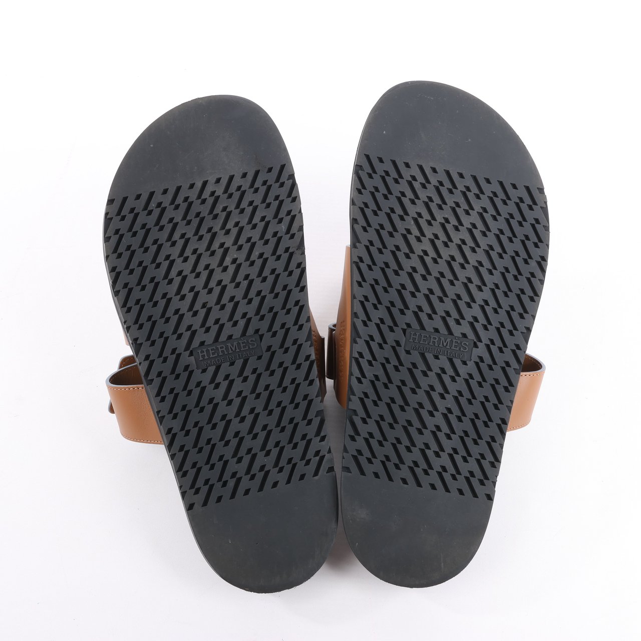 Hermès HERMES Cypre Leather Sandals in Brown Velcro Strap, Size 42 EU Bruin