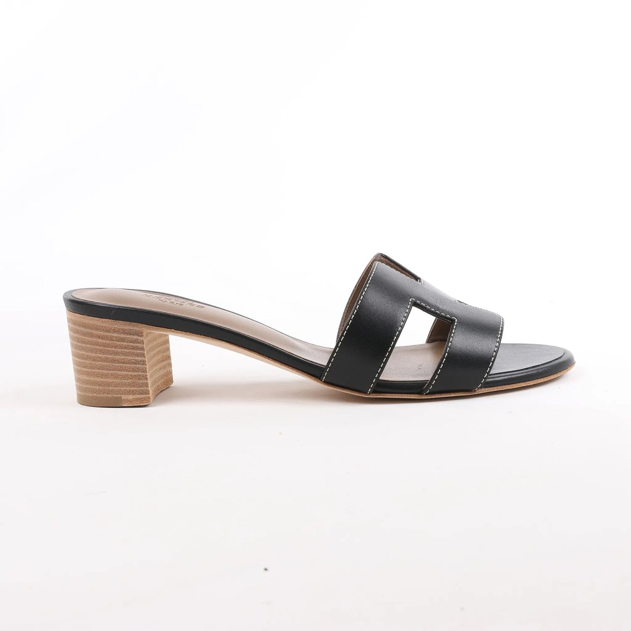 Hermès HERMES OASIS Leather Sandals in Black, Size 37.5 EU Zwart