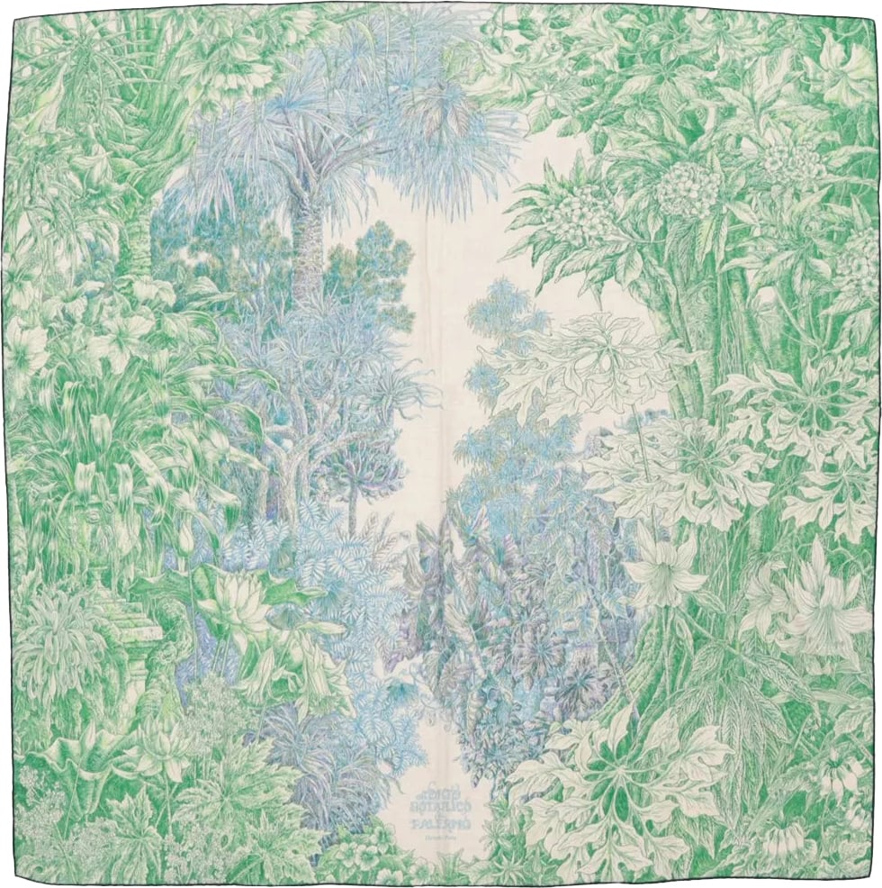 Hermès Hermès Carré Geant "BOTANICO DI PALERMO" Cashmere and Silk Scarf in Green Groen