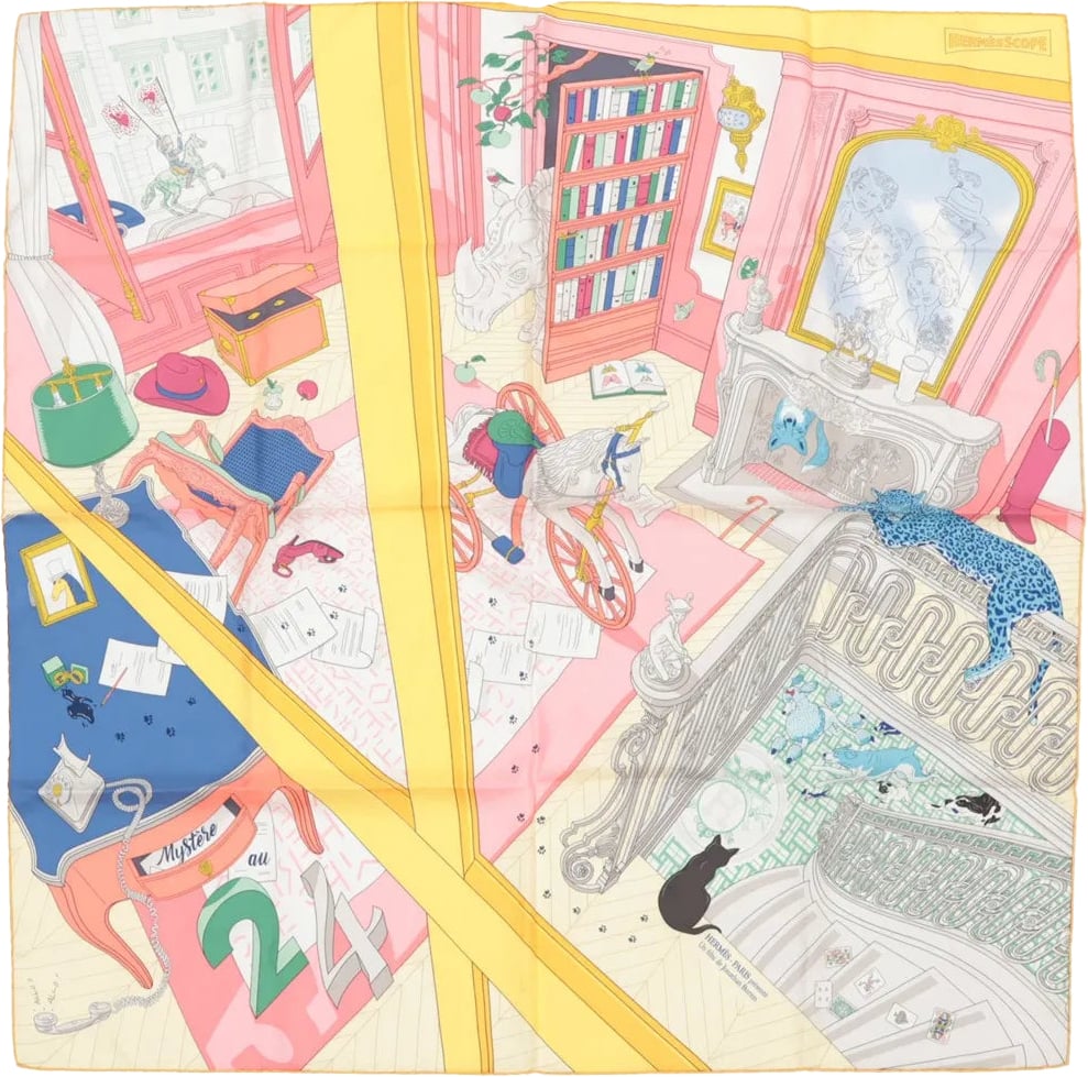 Hermès Hermès Carré 90 "MYSTERE AU 24" Silk handkerchief in Multicolor Divers