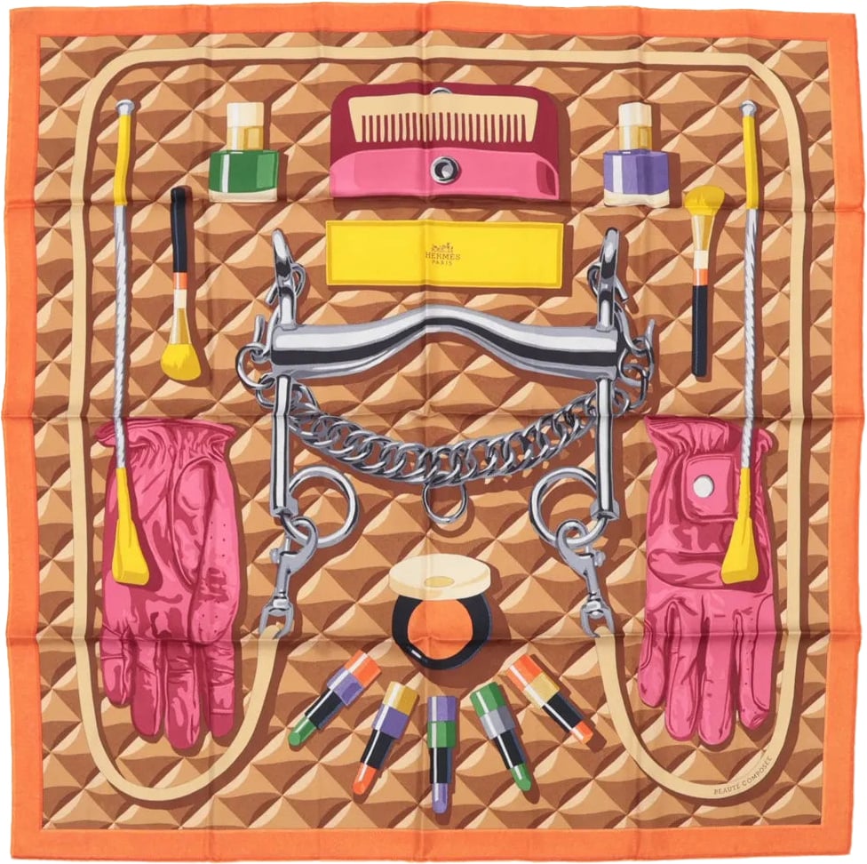 Hermès Hermès Carré 90 "BEAUTE COMPOSEE" Silk handkerchief in Orange Oranje