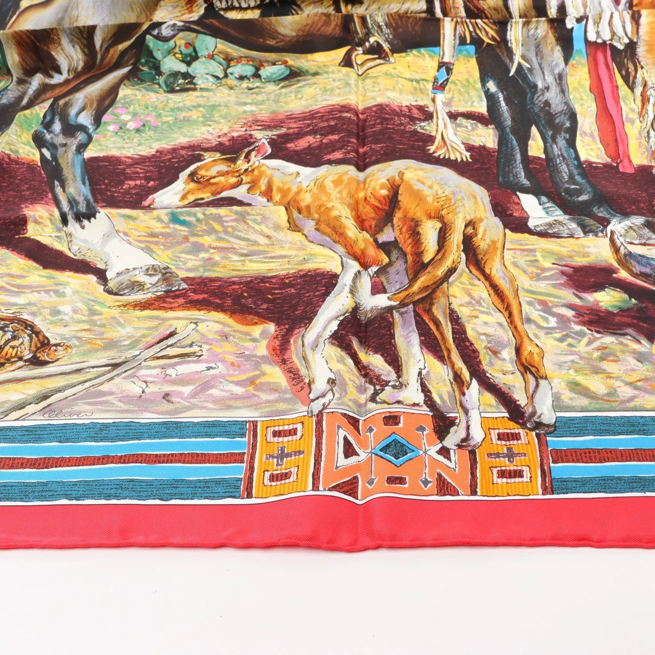 Hermès Hermès Carré 90 "Les Cheyennes" Silk handkerchief in Red Rood