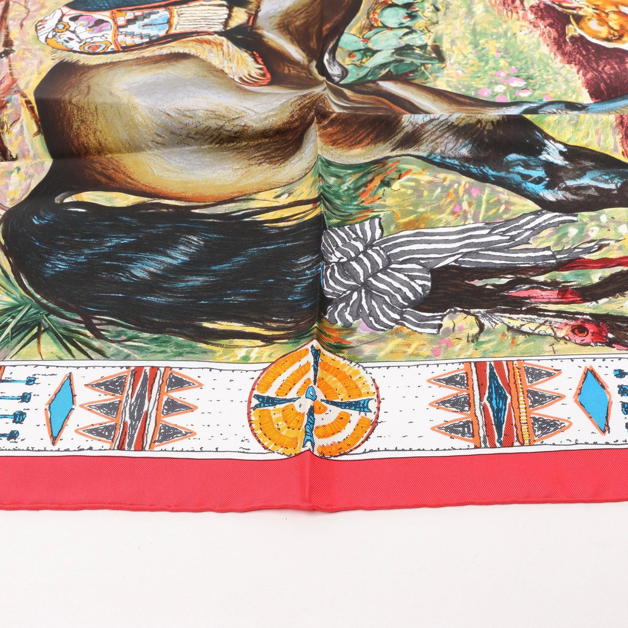 Hermès Hermès Carré 90 "Les Cheyennes" Silk handkerchief in Red Rood