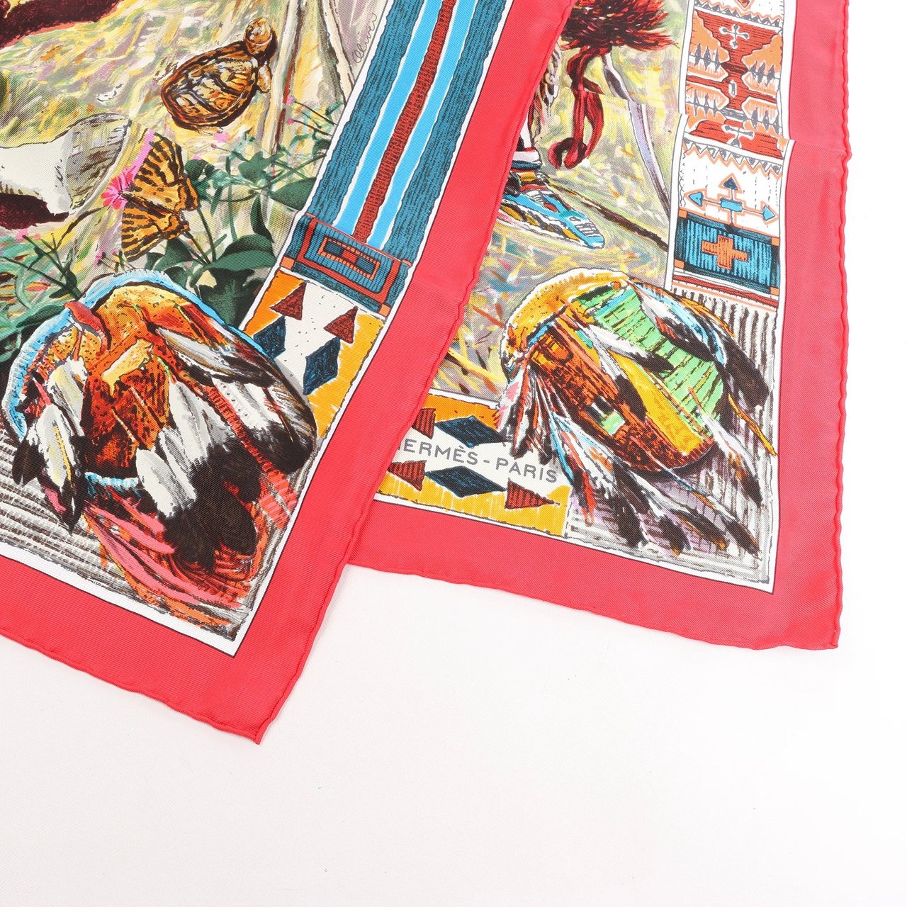 Hermès Hermès Carré 90 "Les Cheyennes" Silk handkerchief in Red Rood