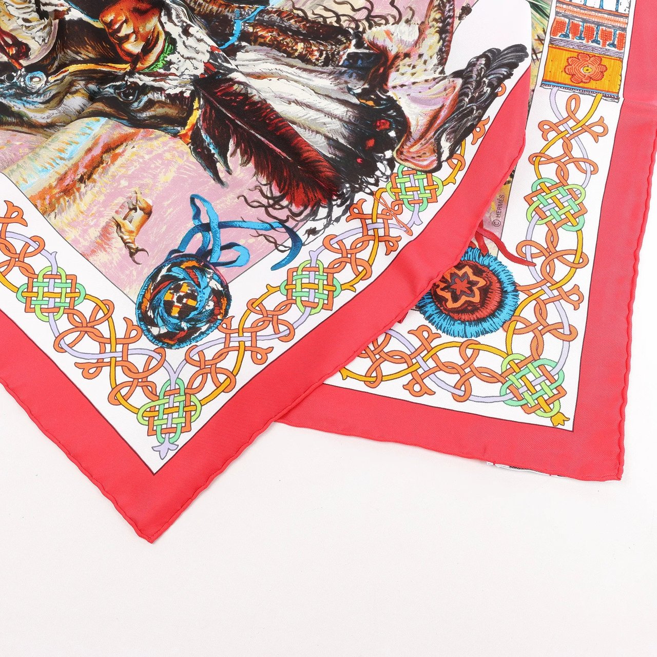Hermès Hermès Carré 90 "Les Cheyennes" Silk handkerchief in Red Rood