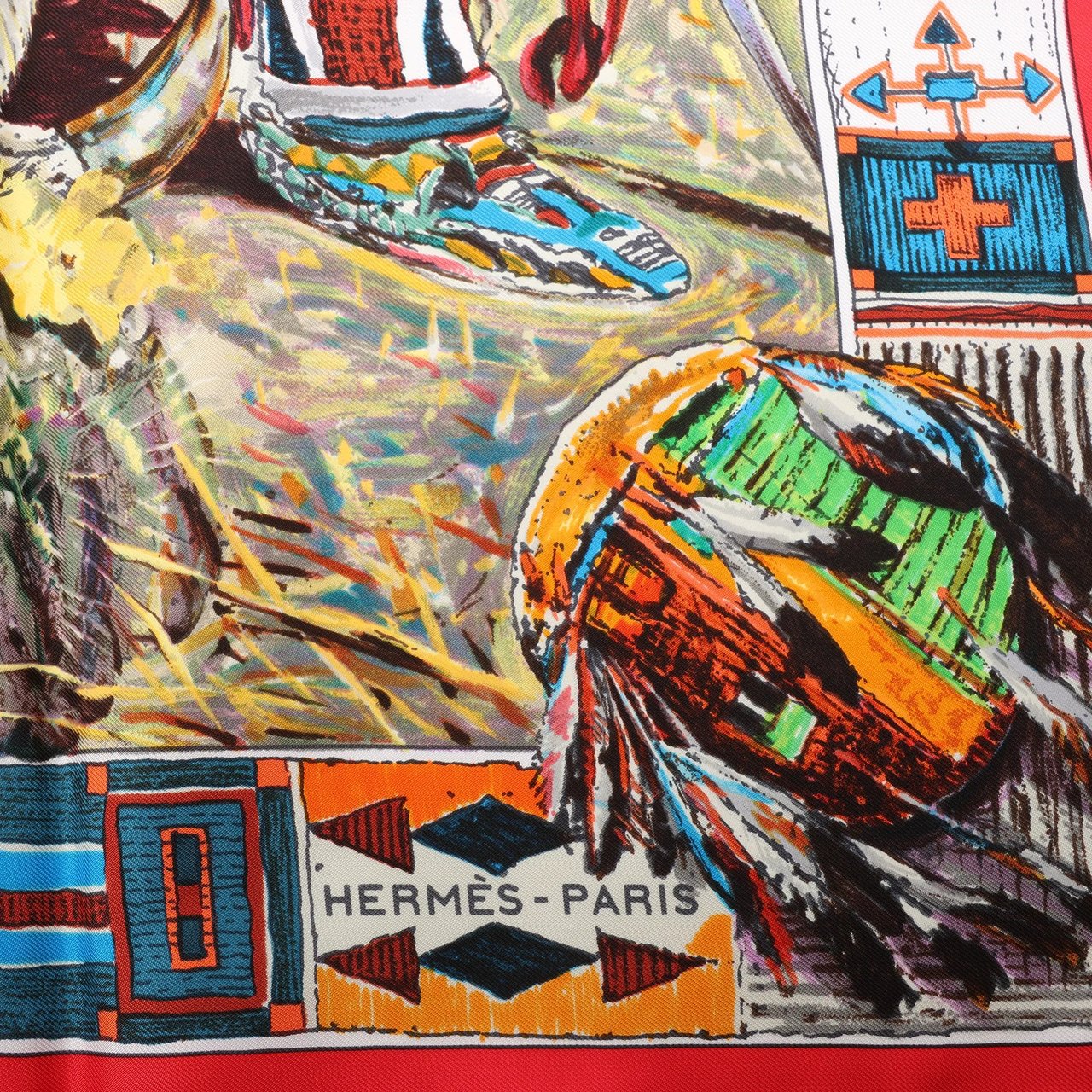 Hermès Hermès Carré 90 "Les Cheyennes" Silk handkerchief in Red Rood