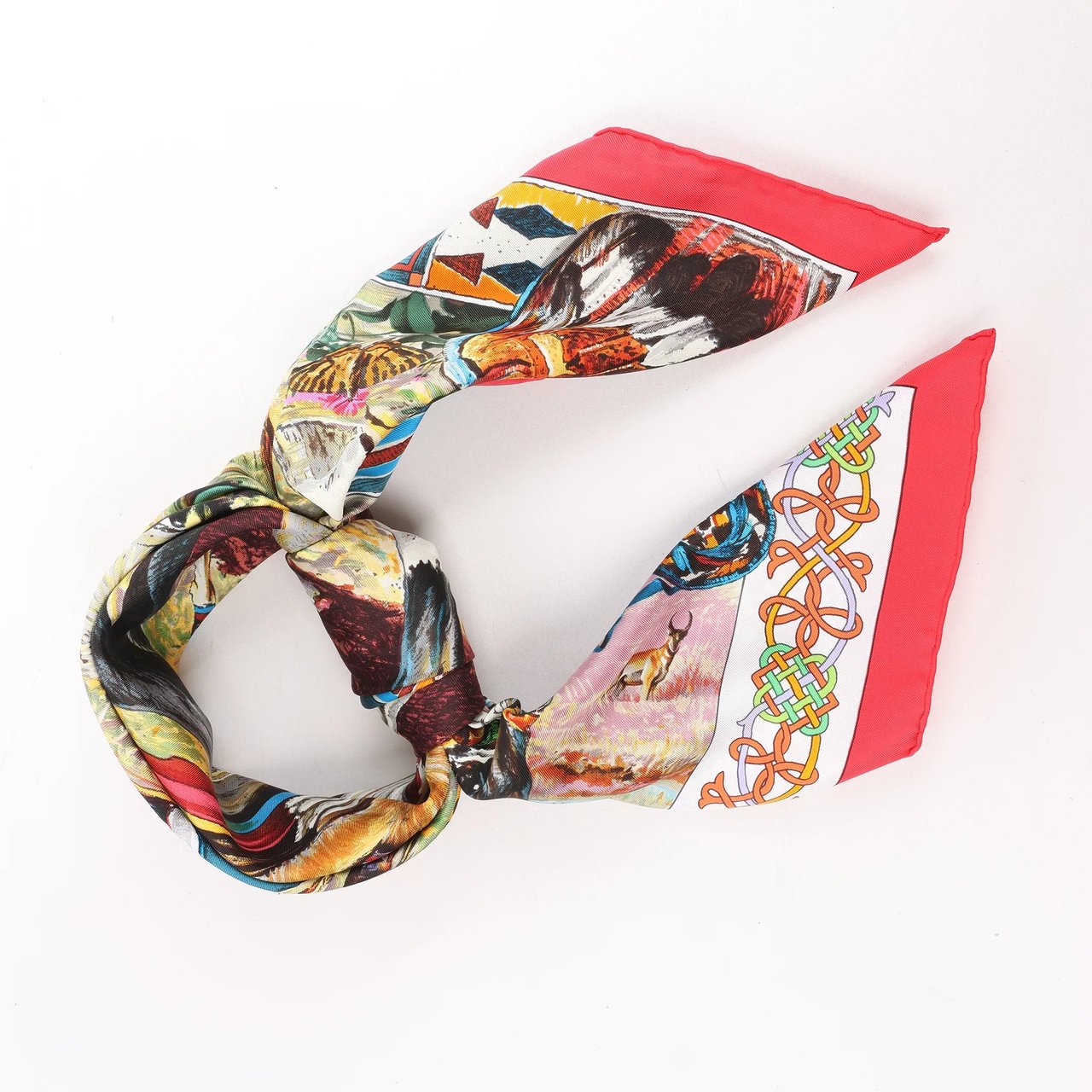 Hermès Hermès Carré 90 "Les Cheyennes" Silk handkerchief in Red Rood