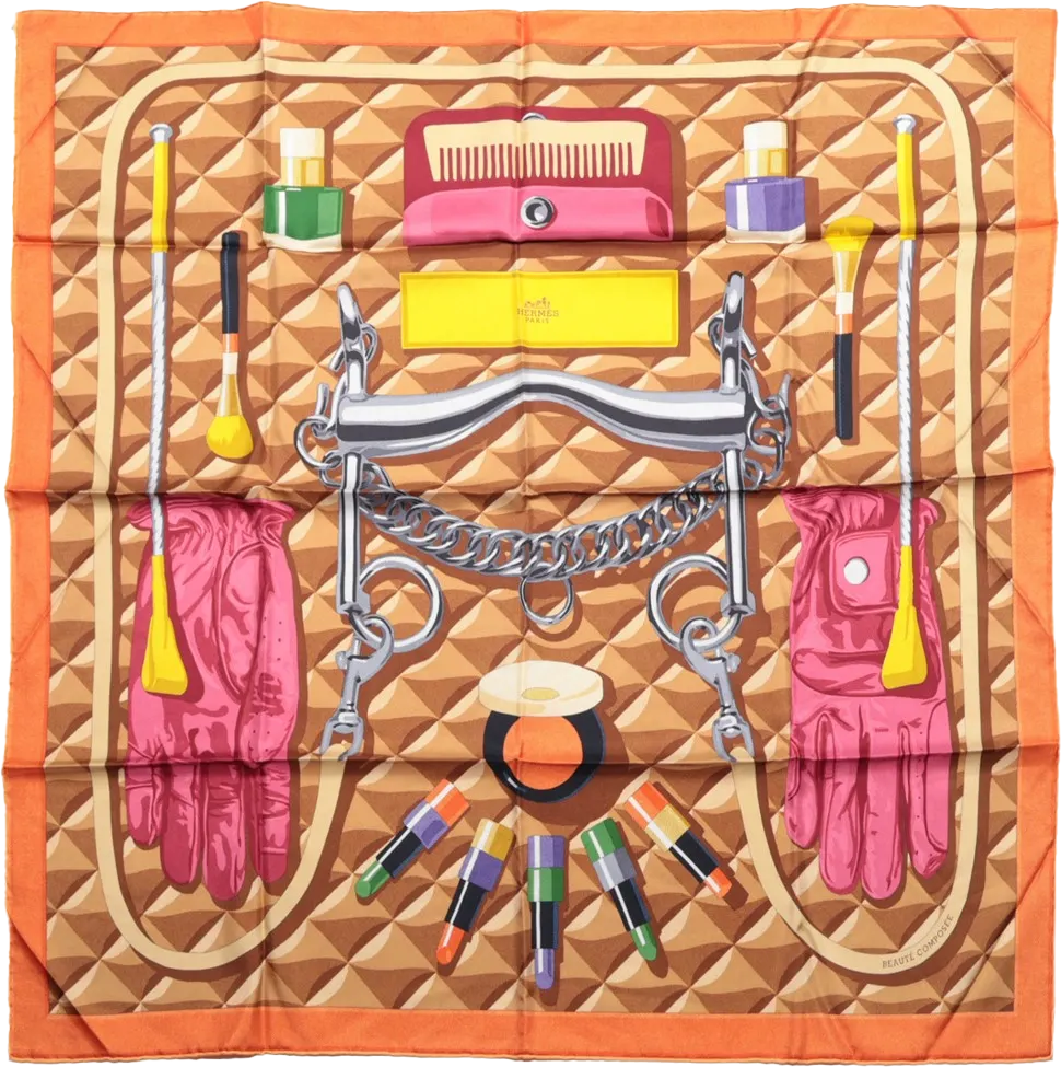 Hermès Hermès Carré 90 "BEAUTE COMPOSEE" Silk handkerchief in Orange Oranje