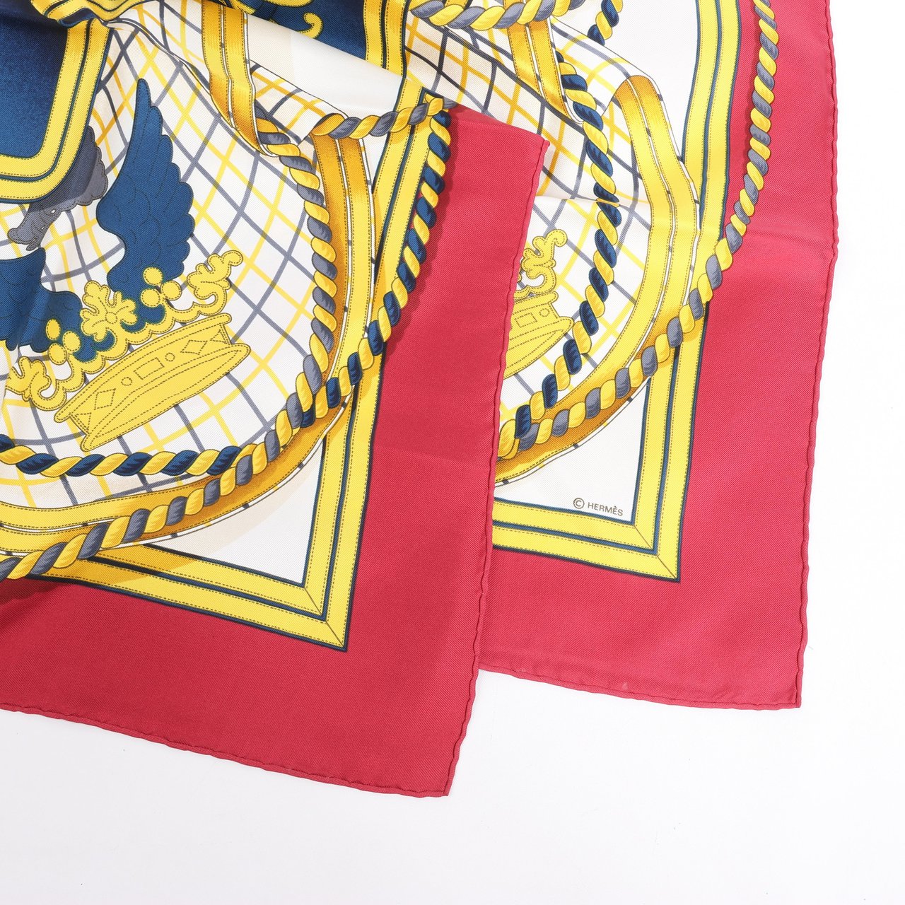 Hermès Hermès Carré 90 "GRANDE TENUE" Silk handkerchief in Burgundy Maroon