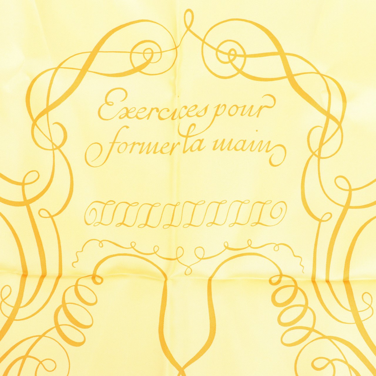 Hermès Hermès Carré 90 "L'ART D'ECRIRE" Silk handkerchief in Yellow Geel