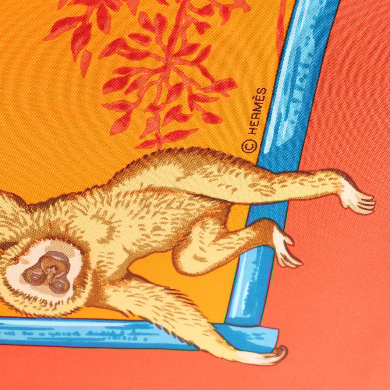 Hermès Hermès Carré 90 "Tendresse Feline" Silk handkerchief in Orange Oranje