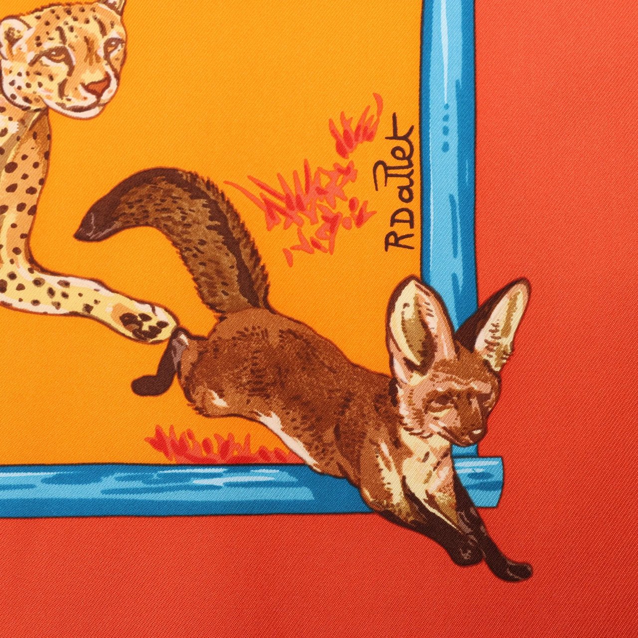 Hermès Hermès Carré 90 "Tendresse Feline" Silk handkerchief in Orange Oranje