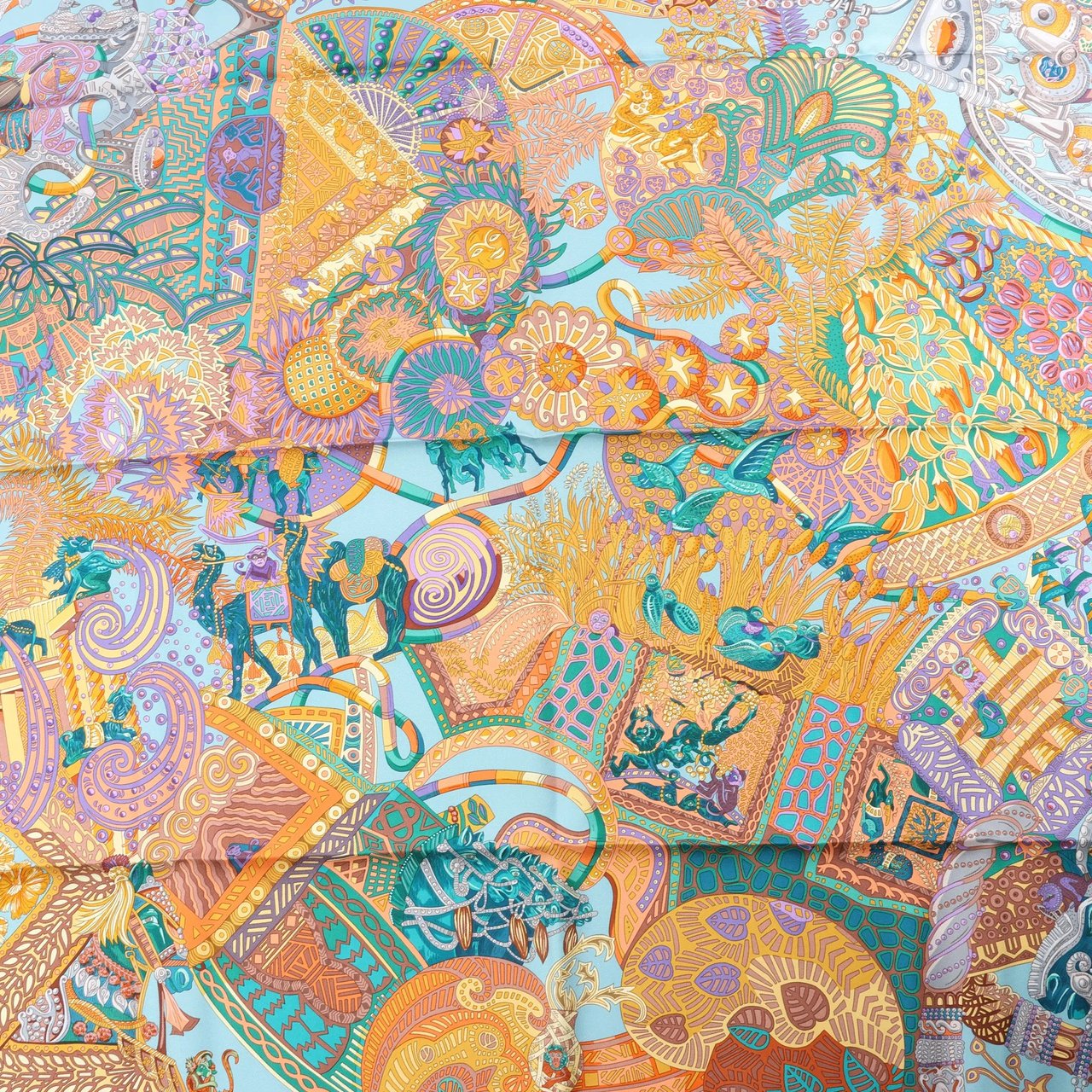 Hermès Hermès Carré 90 "AU FIL DU CARRE" Silk handkerchief in Multicolor Divers