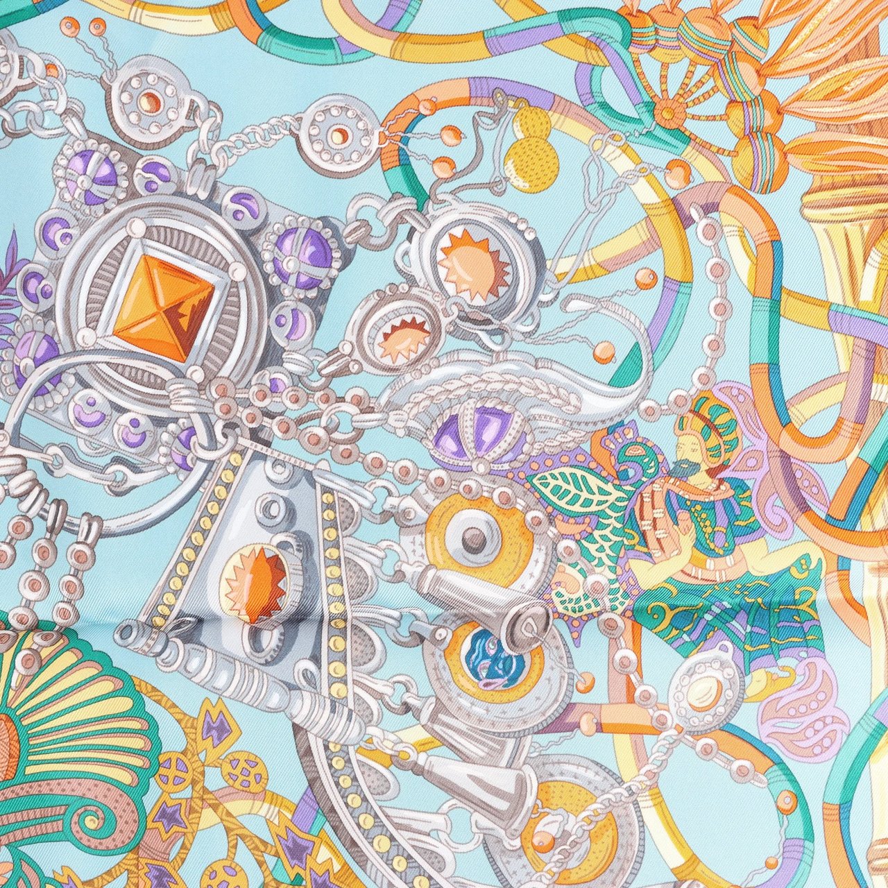 Hermès Hermès Carré 90 "AU FIL DU CARRE" Silk handkerchief in Multicolor Divers