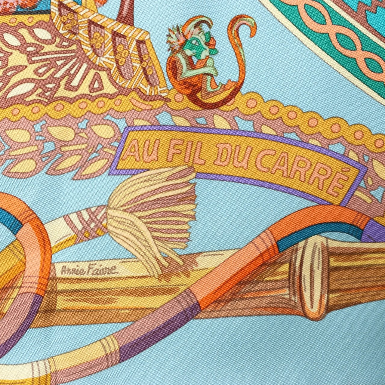 Hermès Hermès Carré 90 "AU FIL DU CARRE" Silk handkerchief in Multicolor Divers