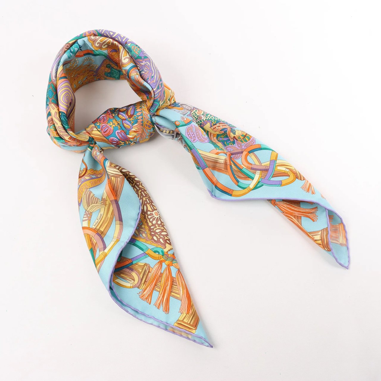 Hermès Hermès Carré 90 "AU FIL DU CARRE" Silk handkerchief in Multicolor Divers