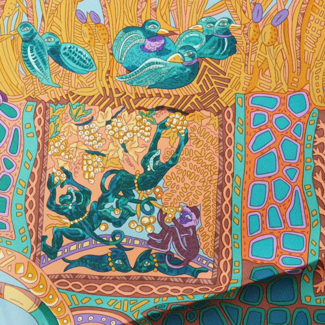 Hermès Hermès Carré 90 "AU FIL DU CARRE" Silk handkerchief in Multicolor Divers