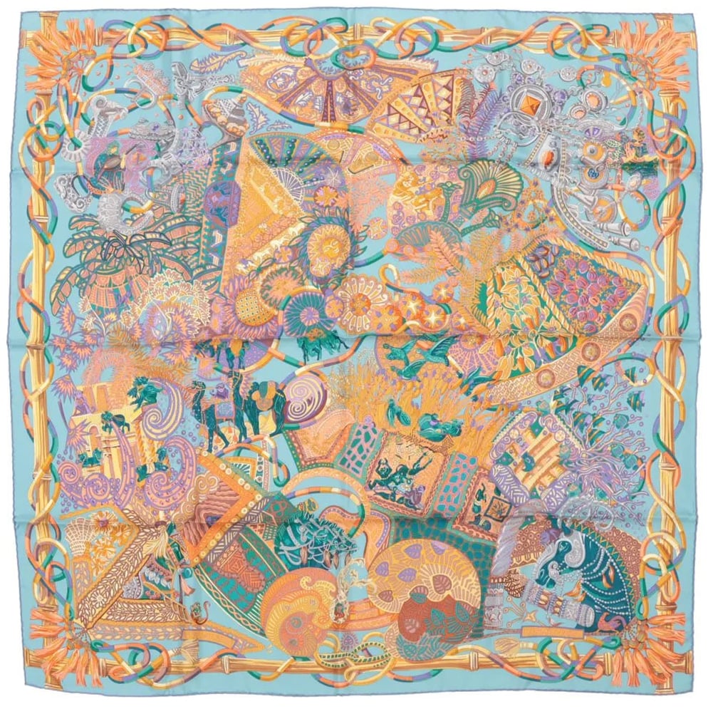 Hermès Hermès Carré 90 "AU FIL DU CARRE" Silk handkerchief in Multicolor Divers