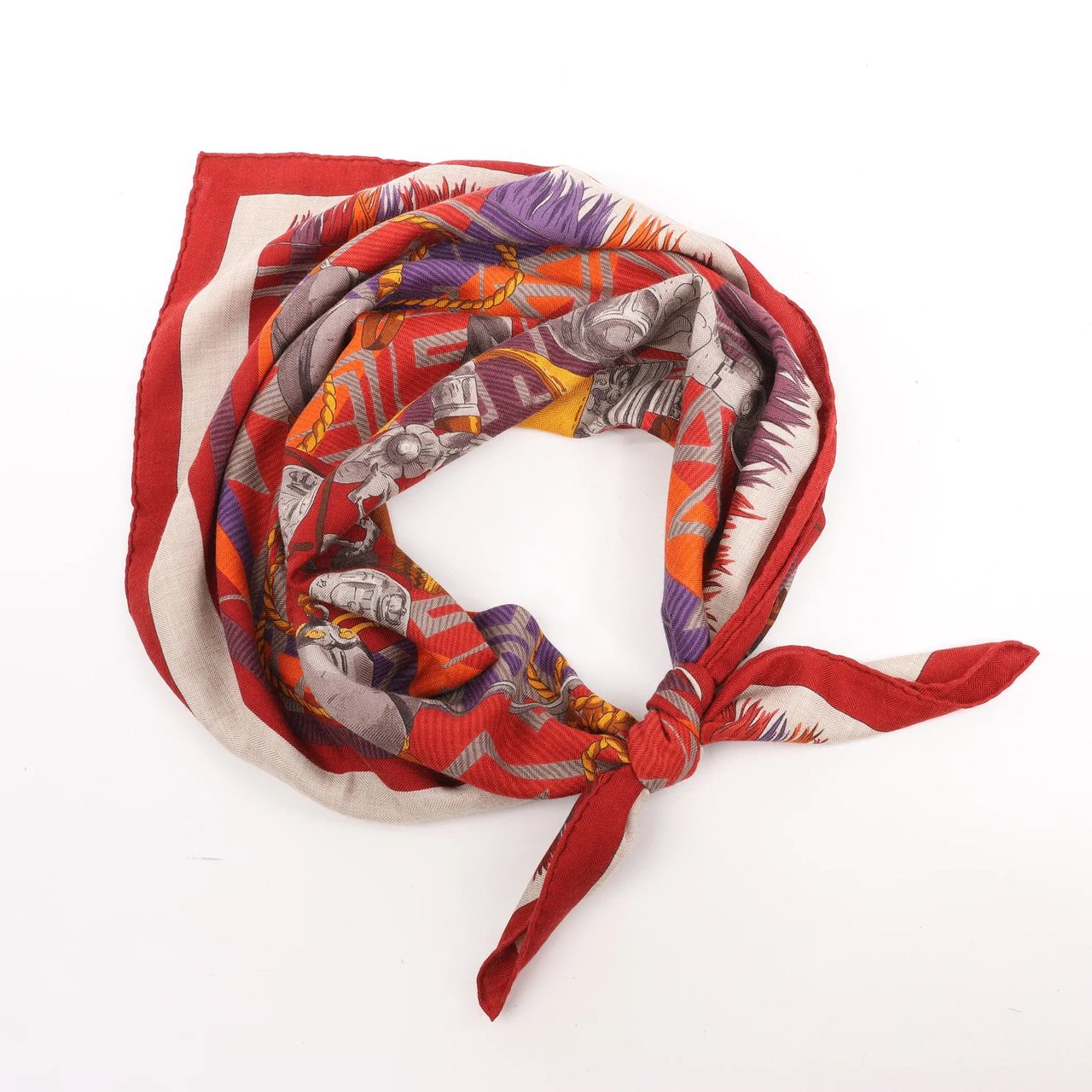 Hermès Hermès Carré 90 "LUJO CRIOLLO" Cashmere & Silk handkerchief in Red Rood