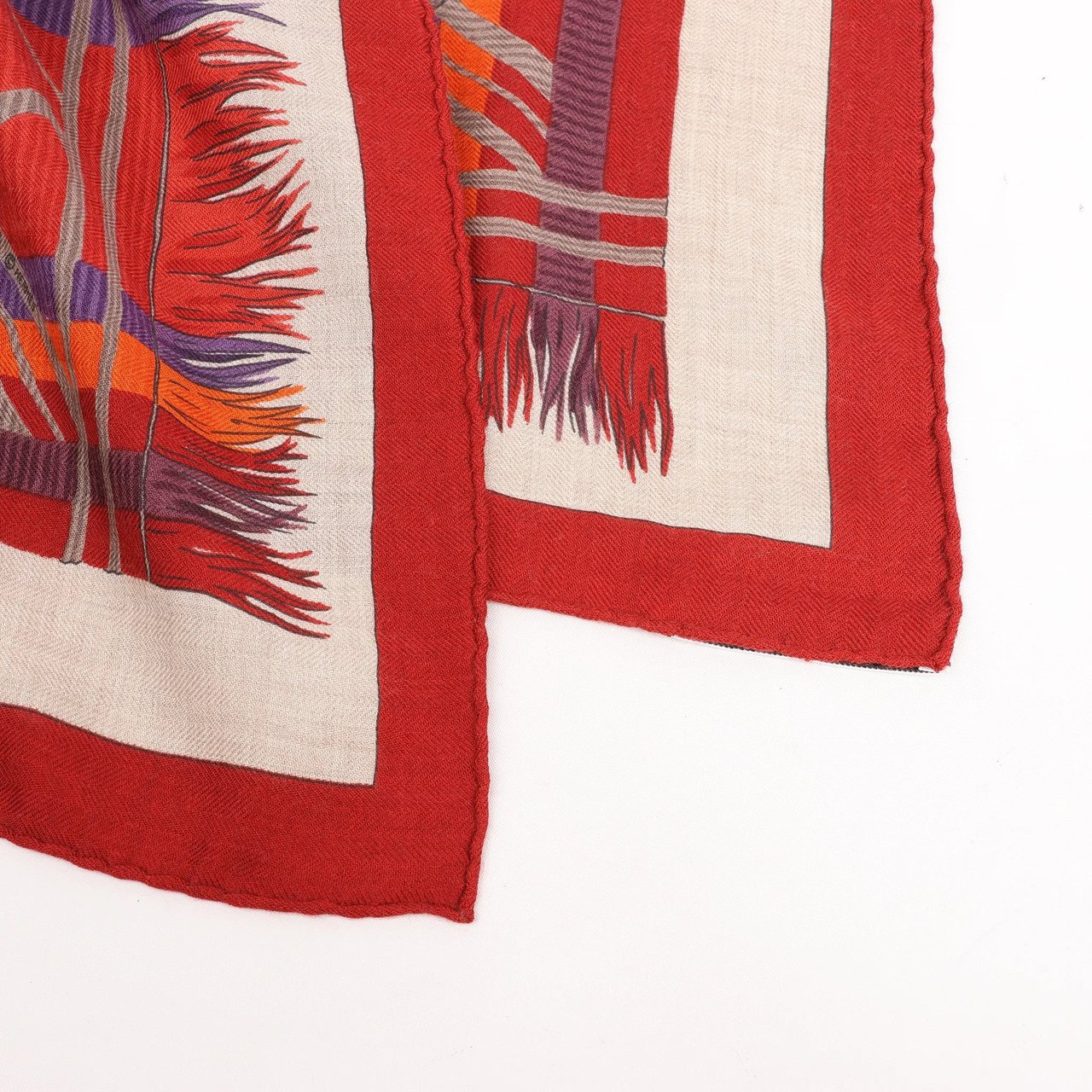 Hermès Hermès Carré 90 "LUJO CRIOLLO" Cashmere & Silk handkerchief in Red Rood