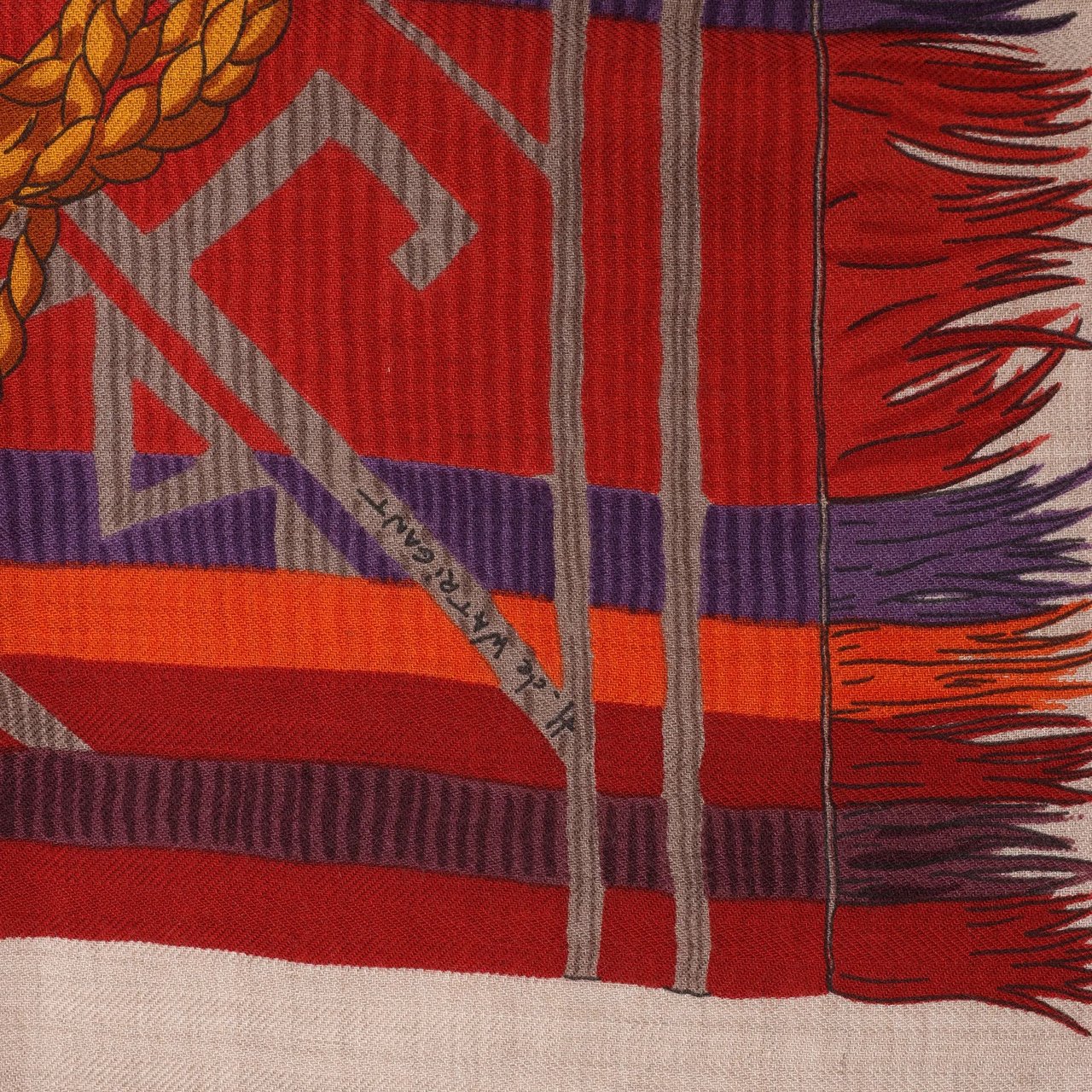 Hermès Hermès Carré 90 "LUJO CRIOLLO" Cashmere & Silk handkerchief in Red Rood